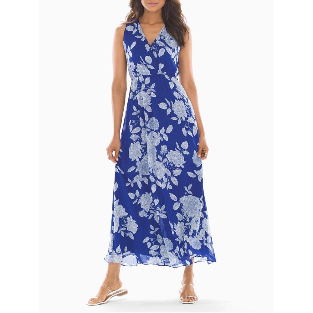 Soma blooms maxi dress womens size S blue elastic waist